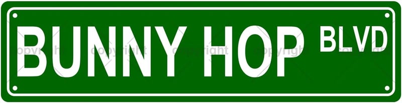 Aeontinity BUNNY HOP BLVD SPORTS Metal Tin Street Sign Bar Cafe Garage Cave Home Room Wall Bathroom Farmhouse Garden Porch Patio Decor, 16 x 4 Inch - Image 1